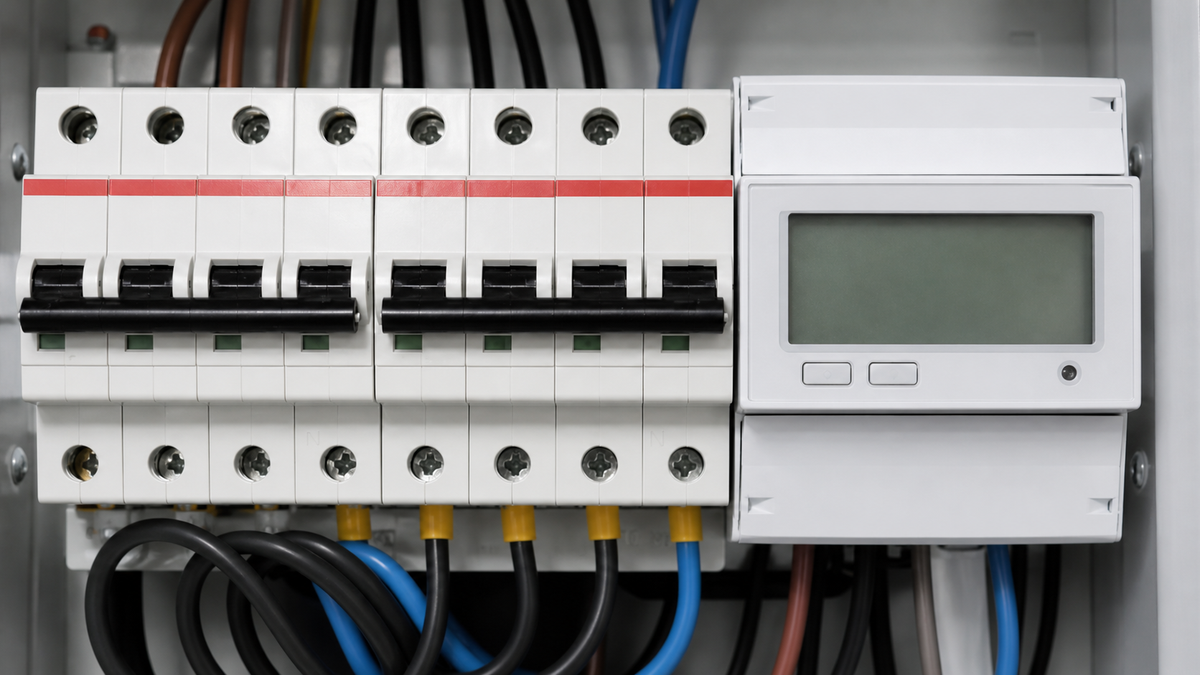 Meterkast met installatieautomaten en 3-fase kWh-meter